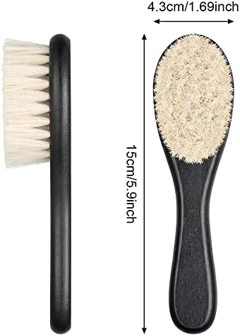Shappy 2 Pieces Barber Fade Brush Men Beard Brush Neck Duster Cleaning Grooming Tool Soft Beard with Wooden Handle for Barber Hair Cutting Kits(Black)