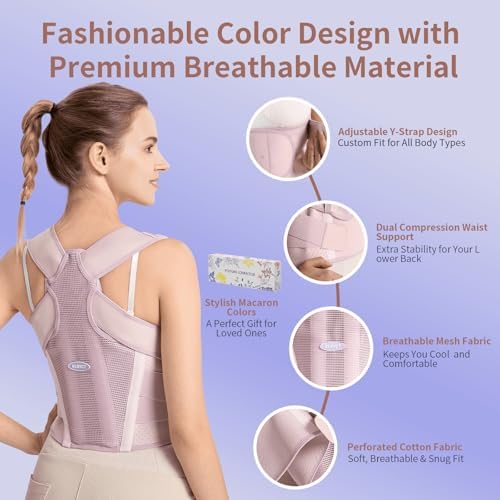 Posture Corrector for Women – 2-in-1 Back Brace with Shoulder Support, Adjustable Full Back Straightener for Upper & Lower Back Pain Relief, Hunchback, Scoliosis & Spine Alignment (L/XL)