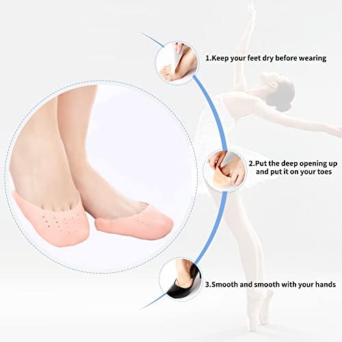 Silicone Toe Pouches 4 PCS-Silicone Gel Pads Toe Protectors Shoe Cap Protector Ballet Foot Protection with Breathable Hole for Ball of Foot Metatarsal Ballet Pointe Cap (2 Pairs Beige)