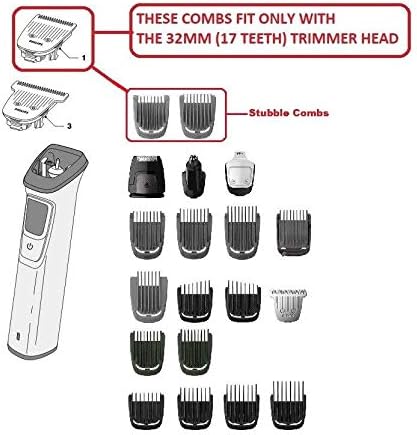 Stubble Clipper Combs Sizes 1mm + 2mm Compatible With Philips Beard Trimmer Shaver