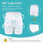 Carer Adult Diaper Covers 2PCS Washable, Leakproof Incontinence Underwear for Men Women Enclosed Elastic, Widened Waistband Design Protection for Long-Term Care & Daily Use（White,Gray,Large）