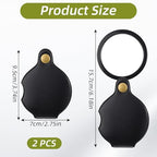 2 Pcs 20X Pocket Magnifying Glass Rotating Folding Magnifying Glass Portable Mini Magnifier for Seniors Reading Newspaper Book Close Work Exploring(Black)