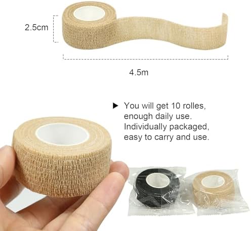 Self Adhesive Wrap Bandage Cohesive Bandage Breathable Self Adherent Wrap for Sprain Swelling and Soreness on Wrist and Ankle 10PCS 1 in X 14.7 ft (Green)