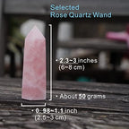 MIMOSA Healing Crystal Wand Rose Quartz, Raw Rose Quartz &Selenite