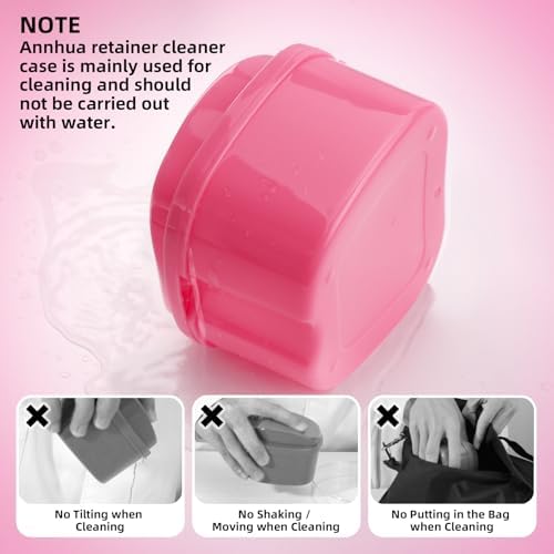 Annhua Denture Retainer Container Case Cleaning,Denture Bath Box False Teeth Storage Box
