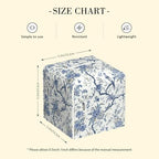 Blue Flower and Bird Tissue Box Cover Leather Tissue Box Holder Square Facial Paper Organizer Dispenser for Bathroom Kitchen Bedroom Vanity Countertop Night Stands