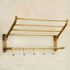 Antique Copper Towel Rack Bathroom Shelf Foldable Two Drilling Installation Tower Hanger/B