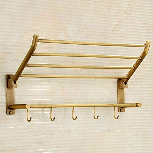 Antique Copper Towel Rack Bathroom Shelf Foldable Two Drilling Installation Tower Hanger/B