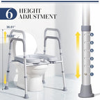 Toilet Seat Risers for Seniors, Raised Toilet Seat with Handles, Adjustable Height & Width, 400 lb Handicap Elevated Toilet Riser Toilet Seats for Pregnant Elderly, Fit Any Toilet