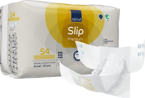 Abena Slip Premium Incontinence Briefs, Level 4, (Small to Extra Large Sizes), Small, 25 Count