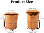 Wood Foot Bath Bucket, Smooth and Delicate Pedicure Barrels for Soaking Feet Spa Wooden Tub Foot Care with Lid(H19.7IN)