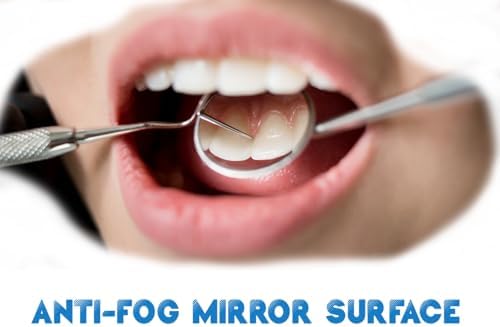 Stainless Steel Dental Mirror #5 with Handle 6.5", Dentist Tool for Teeth Cleaning Inspection, Eyelash Extensions Mirror, Inspect Instrument for Makeup
