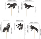 Ercadio 25 PCS Black Wolf Cupcake Toppers Silhouette Black Glitter Cupcake Topper Wolf Cupcake Decoration Picks Animal Theme for Baby Shower Kids Birthday Party Decoration Supplies