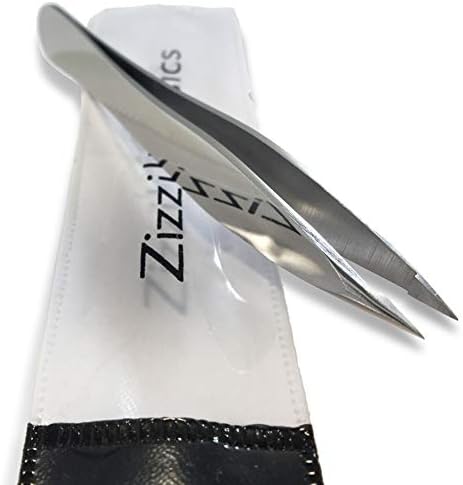 Zizzili Basics Elite Series Pointed Tweezers - Sharp Precision Tips + Surgical Grade Stainless Steel Tweezer for Professional Eyebrow and Facial Hair Removal