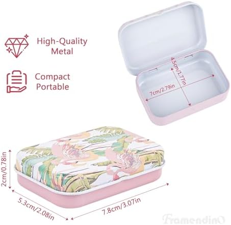 Framendino, 6 Pack Mini Tinplate Boxes Flamingo Tin Trinket Jewelry Coin Box Small Containers with Lid for Bead Storage Case (Random Color)