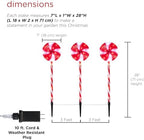 Alpine Corporation 28" Tall Outdoor Christmas Candy Cane Pathway Stake Lights with Multi-FunctionLED, Set of 3, Festive Lawn and Garden Holiday Decor, Red and White