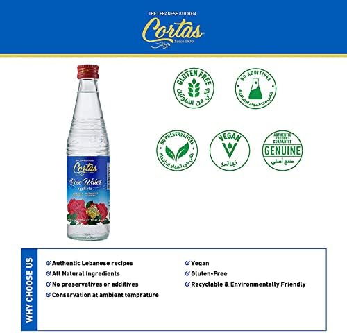 Cortas - Rose Flower Water, 17 Fl Oz (500ml), Large
