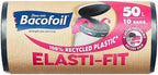 Bacofoil Elasti-Fit Bin Liners with Drawstring Handles 50L - Leak-Proof Bin Bag with Elastic Fastening for a Secure Fit (3 Rolls, 30 Bags)…