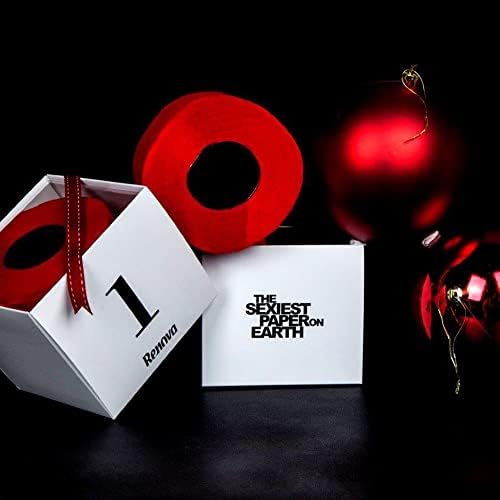 Renova Colored Toilet Paper Gift Box - 1 Compact Roll - 140 Sheets - 3 Ply - Septic Safe - Sustainable & Soft (Red)