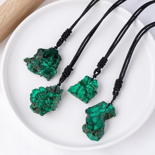 Erliway 1.2" Raw Stone Necklace for Women Men, Natural Rough Gemstone Crystal Pendant Necklace, Adjustable Healing Crystal Necklace Pendant with Hand-Woven Rope