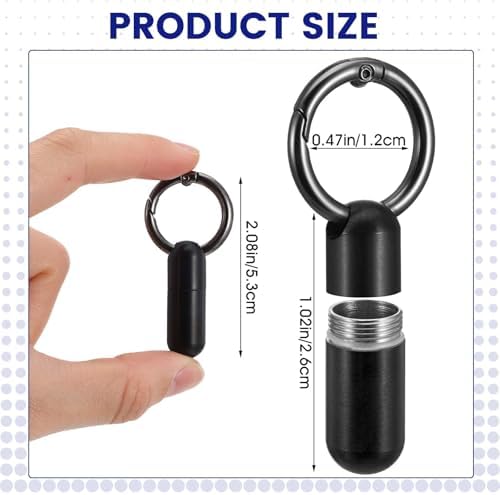 2 PCS Small Pill Case Micro Keychain Pill Holder Portable Waterproof Container Tiny Pocket Medicine Organizer with Keyring for Travel Purse Pocket Handbag Outdoor