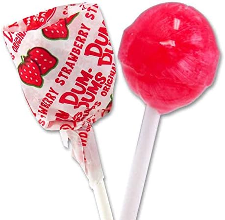 Dum Dums Strawberry Lollipops - Bulk Candy Box with Lollipops Individually Wrapped, Single Flavor Gourmet Suckers - 50 Count