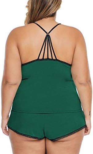 XAKALAKA Women Plus Size Pajamas Cami Shorts Set Nightwear Sexy Lace Lingerie Sleepwear
