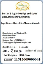 Ghasitaram Gifts Rakhi Gifts for Brothers Rakhi Sweets - Best of 2 Sugarfree Figs and Dates Bites, and Mamra Almonds with 2 Pearl Beads Rakhis