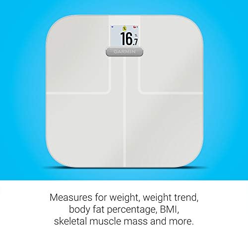 Garmin Index S2, Smart Scale with Wireless Connectivity, Measure Body Fat, Muscle, Bone Mass, Body Water% and More, White (010-02294-03) (Renewed)