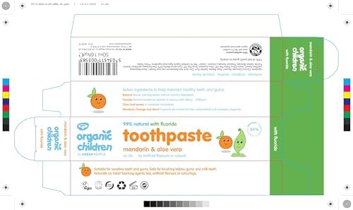 Green People Children's Mandarin & Aloe Vera Toothpaste with Fluoride 50g (Pack of 3)