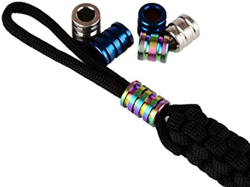 Titanium Lanyard Beads Parachute Cord Bead Knife Lanyard Bead TC4 Knife Beads Titanium Alloy Column Beads for DIY Accessories EDC Pendant(Silver,Big)