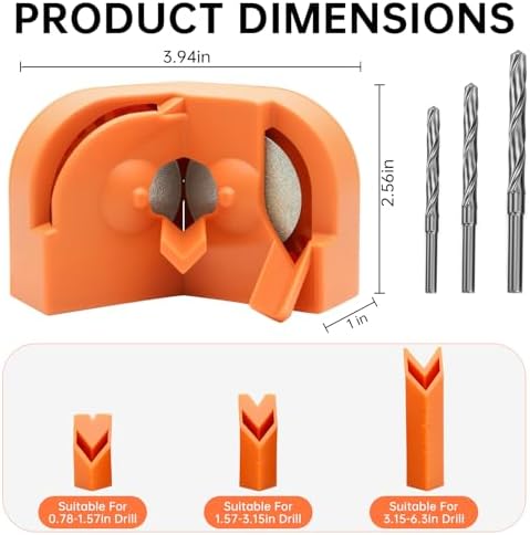 Drill Bit Sharpener – Portable Multipurpose Drill Bit Sharpener Tool with 2 Grinding Wheels, Adjustable Angles for HSS, Masonry & Carbide Bits (5/64"–5/8")