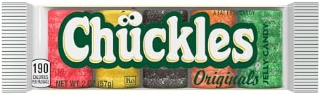 Wonka Chuckles Original, Jelly Sugar-Coated Candies, Fruit Flavored Candy, 2 Ounce Bars (Pack of 24)