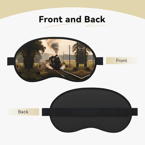 Steam Train Sleep Mask for Side Sleepers: Blackout Eye Masks for Sleeping - Soft Breathable Soft Eye Shade Cover for Travel - Adjustable Night Blindfold for Men Women Gifts