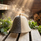 White and Grey Sauna Hat -100% Organic Wool Felt Hats for Russian Banya - Protect Your Head from Heat - English Sauna eBook Guide Included
