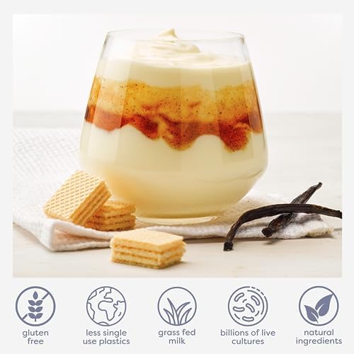 EasiYo Greek Style Vanilla Flavored Yogurt Base (6-pack, 42 Servings) with Live Cultures | Easy & Fresh Homemade Yogurt | Use with EasiYo Maker | New Zealand Milk from Grass Fed Cows