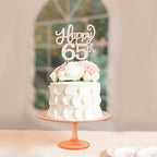 LASKYER Happy 65th Birthday Decorations,65th Birthday Rose Gold Rhinestone Cake Topper - Cheers to 65 Years Old Bday Party Metal Sparkly Cake Centerpieces Sign.