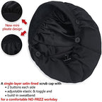 ABAMERICA 2 Pack Bouffant Caps with Button and Sweatband, Adjustable Scrub Caps for Women Men, One Size Multi Color