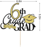 6th Grade Grad Cake Topper，Class Of 2026 Graduation Party Cake Decorations，Straight Outta 6th Grade Cake Topper，Boy Girl Kids Sixth Grade Graduation Party Decoration Supplies