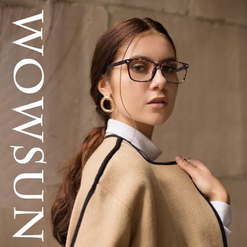 WOWSUN Unisex Stylish Nerd Non-prescription Glasses, Clear Lens Eyeglasses Frames, Fake Glasses