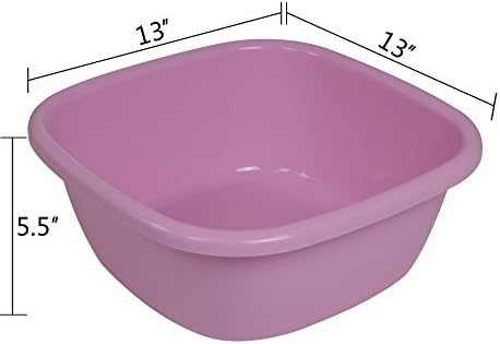 Cand Plastic Square Wash Basin, 12 Quart Dish Tubs, 3-Pack