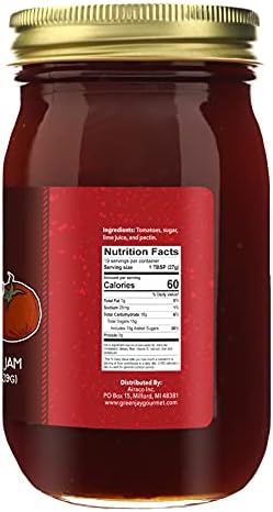 Green Jay Gourmet Tomato Jam - Tomato Ketchup Alternative - Premium Tomato Jelly - Sweet & Savory Tomato Spread & Jam Preserves - Vegan, Gluten Free Jam - 19 Ounces