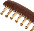 Ipetboom Handmade Wooden Scalp Massage Brush With Copper Sandalwood Teeth Wide Tooth Comb For Hair Detangling Gua Sha Scraping Tool With Cloth Bag For Women And Men