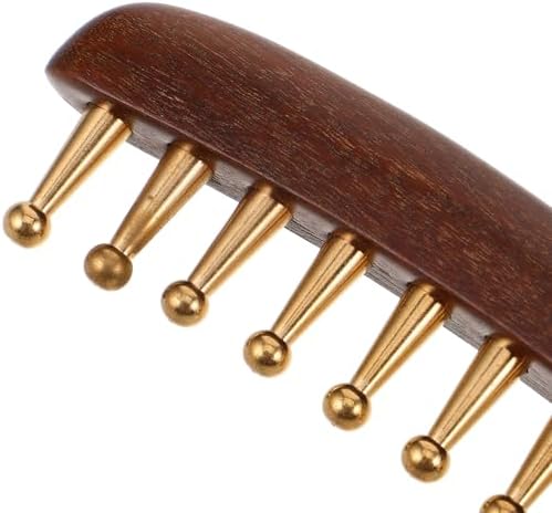 Ipetboom Handmade Wooden Scalp Massage Brush With Copper Sandalwood Teeth Wide Tooth Comb For Hair Detangling Gua Sha Scraping Tool With Cloth Bag For Women And Men