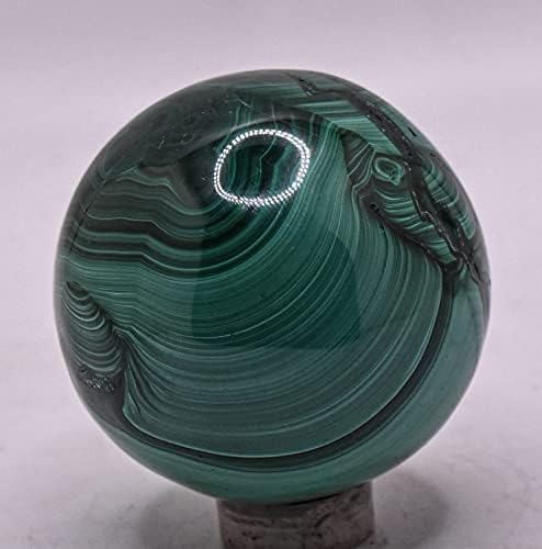 43mm 160g Banded Dark Green Malachite Sphere Polished Natural Gemstone Crystal Mineral Décor Ball - Congo + Stand
