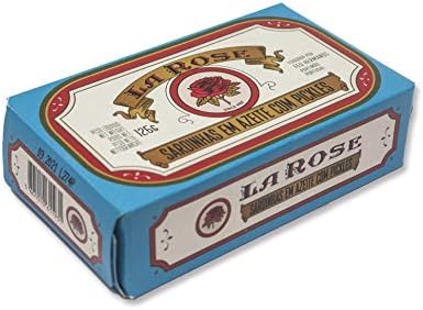 La Rose from Portugal - Gourmet Canned Sardines in Olive Oil with Pickes - 4.23oz / 120gr (Pack of 5 cans)