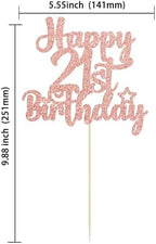 Gyufise 1Pc Happy 21st Birthday Cake Topper Glitter 21 & Fabulous Cheers to 21 Years Old Birthday Cake Pick for Celebrating 21st Birthday Anniversary Party Cake Decorations Rose Gold