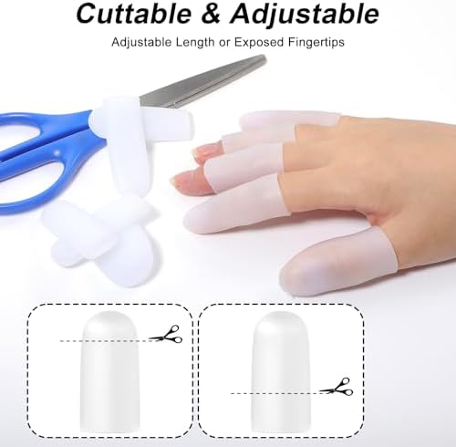 20Pcs Silicone Finger Protectors, Gel Finger Cots, Small Fingertip Cover Caps to Heal Cracked, Fingers Sleeves Thumb Protection for Trigger Fingers Hand Eczema Cracking (Clear)