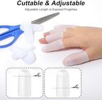 20Pcs Silicone Finger Protectors, Gel Finger Cots, Small Fingertip Cover Caps to Heal Cracked, Fingers Sleeves Thumb Protection for Trigger Fingers Hand Eczema Cracking (Clear)
