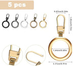 5PCS Round Zipper Pulls Replacement - Detachable Slider for Small Hole Zippers, 5 Colors for Jacket Coat Luggage Backpack Handbags Purse